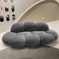 Canapé Nuage Nordique de Luxe Léger, Style Crème, en Tissu Chenille, Monoplace, Amovible, avec Éponge Haute Résilience, pour Petit Salon