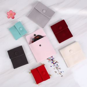 Sacs à boutons en velours personnalisés 7x7cm, pochettes de rangement pour bijoux avec fermeture à bouton-pression pour bagues, bracelets, colliers, emballage - Product Image 1