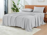 Ensemble de draps 4 pièces 10"-16" avec sangles d'angle non élastiques en fibre de bambou ultra doux, qualité hôtelière, respirant, haute qualité