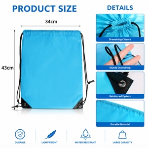 Custom Logo <b>Drawstring</b> <b>Backpack</b> Sports Gym Cinch Sack Bag Waterproof Nylon String <b>Backpacks</b> Bulk Wholesale Travel School Pouches - Product Image 2
