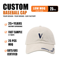 Gorra de Béisbol de 6 Paneles con Visera Curva, Bordado 3D con la Letra V, Ajustable, Estilo Casual
