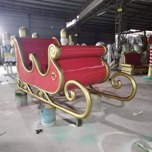 Trineo de <span class=keywords><strong>Santa</strong></span> Claus de Fibra de Vidrio Pintado a Tamaño Real para Decoración Navideña Comercial en Exteriores, Escultura de Reno, Accesorios Gigantes de Fábrica - Product Image 5