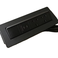 Prise de courant escamotable 250V 13A norme britannique en aluminium avec charge rapide Type-C, 2 prises CA, indice IP20, câble de 1,5 m