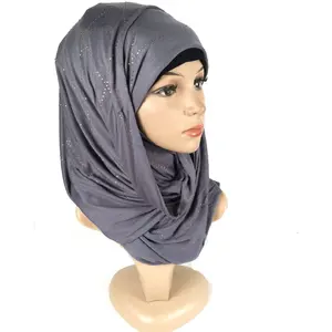 Popular cotton jersey design hot drill with diamond pattern hot selling women scarf lady veil