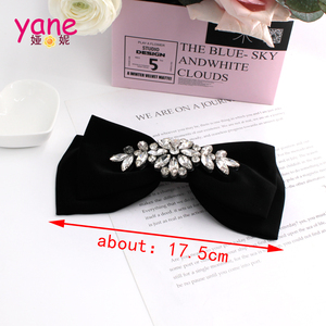 אופנה חדשה 17.5 ס "מ יפן סגנון קוריאני קטעי שיער שחור קשת קריסטל גודל גדול שיער סיכות מתכת סאטן חומר - Product Image 2