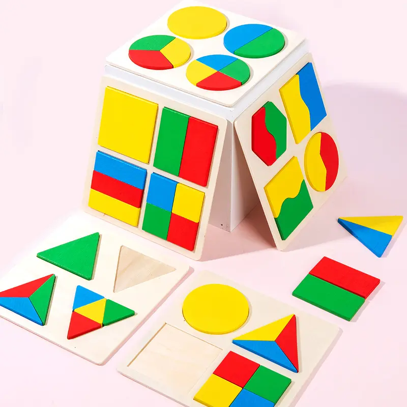 Kids creative geometric shapes puzzle games monterssori sorting matching toy shape color cognition ealry education learning game