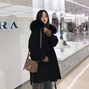 Nouveau <span class=keywords><strong>Manteau</strong></span> d'Hiver 2026 pour <span class=keywords><strong>Femme</strong></span> en <span class=keywords><strong>Laine</strong></span> avec Col en Fourrure de Renard de Luxe, Capuche, Épais et Chaud, Ceinture, Élégant, pour Dames - Product Image 4