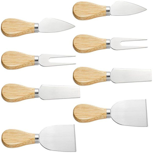 Ensemble de 8 couteaux à fromage en acier inoxydable écologique de haute qualité avec poignées en bois Coupe personnalisable en gros disponible - Product Image 6