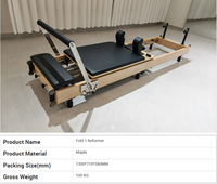 Reformer Pilates Kayu Maple Profesional Tahan Lama, Dapat Dilipat, Dapat Disesuaikan, Berkualitas Tinggi untuk Studio Pilates