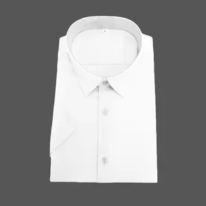 Erkek özel resmi elbise gömlek, düğme yukarı, düz renk, kısa kollu, ofiste iş gömleği