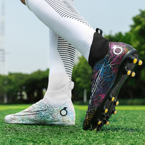 Chaussures de football pour hommes, tige synthétique, doublure en mesh, semelle extérieure en caoutchouc, semelle intermédiaire en EVA, crampons TF, chaussures de football d'entraînement d'été - Product Image 1