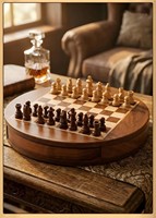 Jeu d'échecs magnétique rond en bois de qualité supérieure avec tiroir, plateau de jeu portable pour adultes et enfants, idéal pour les soirées à la maison et les divertissements