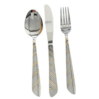 Ensemble de couverts en acier inoxydable poli miroir, couteaux à dîner, fourchettes, cuillères, cuillères à salade, cuillères à dessert, cuillères à thé, ustensiles pour la maison et les fêtes