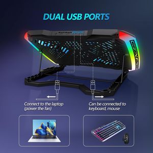 Meilleures ventes d'<span class=keywords><strong>Amazon</strong></span>, ventilateurs de refroidissement à 9 LED, support de refroidissement pour ordinateur <span class=keywords><strong>portable</strong></span>, support pour smartphone de 17,3 pouces, <span class=keywords><strong>refroidisseur</strong></span> pour ordinateur <span class=keywords><strong>portable</strong></span> - Product Image 5