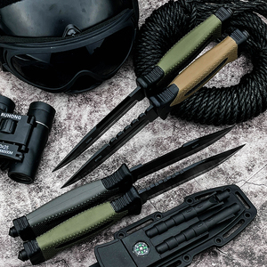 Couteau fixe multifonctionnel pour extérieur avec manche antidérapant en caoutchouc, outil de survie et de chasse portable pour le camping, couteau de sauvetage OEM. - Product Image 2