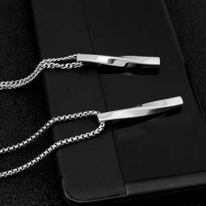 2026 Hot Selling Exquisite <b>Titanium</b> Steel Square Stick Pendant Necklace Simple Design Unisex's Long Necklaces Wholesale Jewelry - Product Image 4