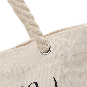 Vente en gros, sacs fourre-tout en coton à rayures, tendance, personnalisé, sac de Shopping lourd imprimé, sac de plage en toile avec poignée en corde - Product Image 5