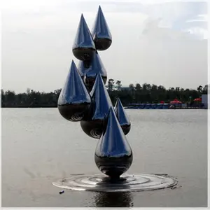Outdoor Large Metal Sculpture Abstract Stainless Steel Water Drop Sculpture Statue