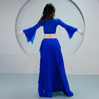 Traje de Danza del Vientre Primavera Verano Nuevo 5076 Conjunto de Manga Larga con Lazo de Hoja de Loto para Práctica y Clases