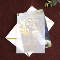 Feuille élégante et classique Save The Date Card Photo imprimée personnalisée Invitation de vélin de mariage avec enveloppe