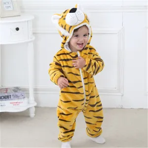 Baby winter kleding jumpsuits stripfiguur hooded flanel warm dier baby kostuum