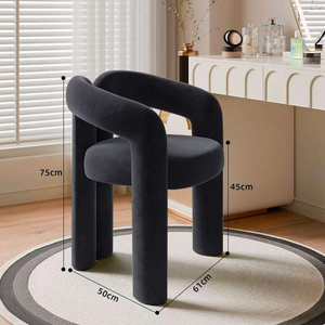 Sillón de Maquillaje para Salón de Belleza, Color Crema, con Espejo, Acero Inoxidable, Estilo Moderno y Minimalista, de Alta Gama - Product Image 2