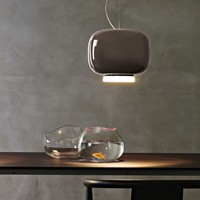 Lustre de salle à manger en verre italien avec design de style lanterne - Orange et blanc pour salons, chambres, bureaux et comptoirs de bar