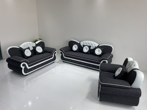 Juego de Sofás Chesterfield Europeo Convertible de Terciopelo, Ajustable, 123 Secciones, en Marrón y Blanco, para Sala de Estar - Product Image 3