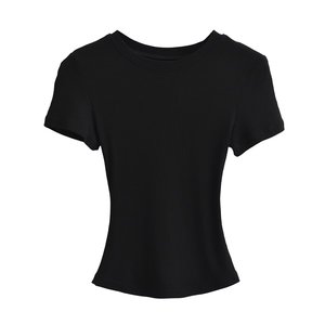 T-shirt Casual da donna Slim Fit t-shirt da donna a manica corta Top estivo da donna tinta unita <span class=keywords><strong>Basic</strong></span> - Product Image 4