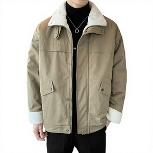 ANSZKTN Unisex Thickened <b>Fleece</b> Winter <b>Jacket</b> Men's Stand Collar Lamb Wool Cotton with Zipper Puff Printing Casual Style - Product Image 3