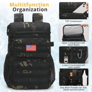 Custom Made <b>Green</b> Black Tactical Molle Shoulder <b>Backpack</b> Polyester 24L Factory Direct Waterproof Anti-theft Outdoor Camping - Product Image 6