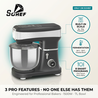 Batteur sur socle commercial SOHEF 1500W, mélangeur alimentaire numérique 6L/7L avec moteur entièrement en cuivre et engrenage métallique pour boulangerie, hôtel, CE/ETL/GS/BSCI