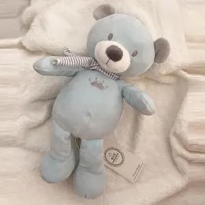 Super soft teddy bear Spandex light blue plush fabric stuffed bear dolls