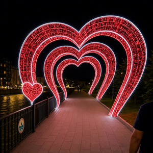 Customized <b>LED</b> Heart Archway Motif Light Outdoor Landscape Decoration for Commercial Events - Product Image 1