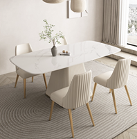 Royal Design Ensemble table à manger de luxe en marbre et pierre artificielle 6 places avec chaises