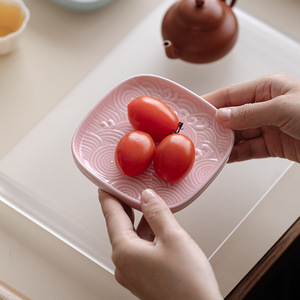 <b>Ceramic</b> Square Fruit <b>Plate</b> Small Retro Tea Snack Dish For Home Living Room Use - Product Image 3