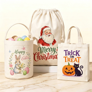 Bolsa de Lona Sublimable con Cordón, Bolsa de Compras, Personalizable con Impresión de Logotipo por Transferencia Térmica, Regalo para Fiestas, Venta al Por Mayor - Product Image 5