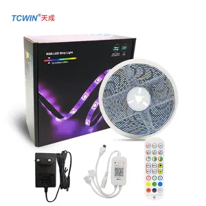 Newest coming popular indoor use RGB led strip light set 5M 12V smd5050 with BT music APP control
