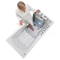 Baignoire à encastrement moderne blanche de style américain avec accoudoirs pour seniors - Acrylique profond avec fonction de massage