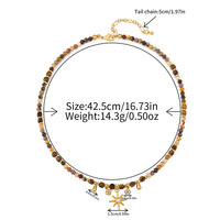 JoJo-Collier ras du cou réglable en perles de pierre naturelle marron avec breloques en or soleil lune étoile bijoux faits main pour femmes