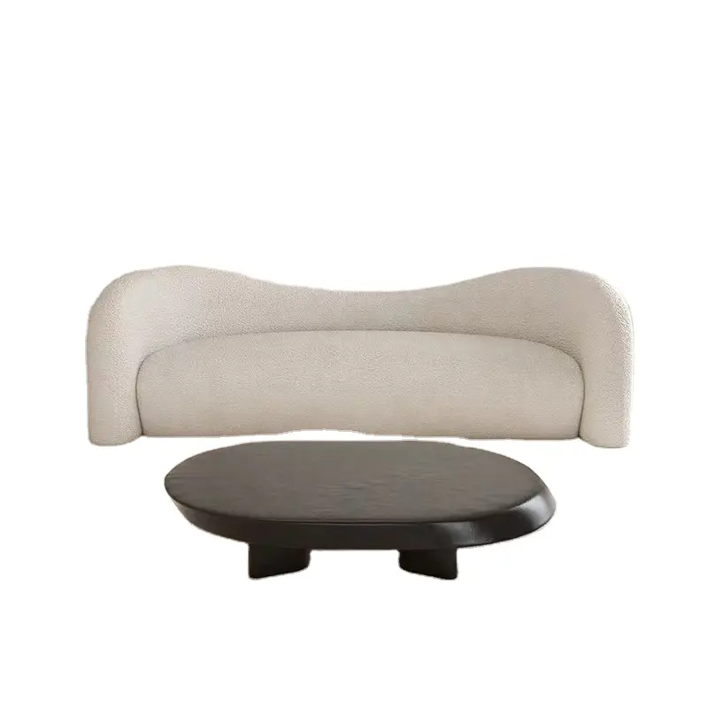 Divani da soggiorno di design italiano divano per il tempo libero con pavimento in lana di agnello bianco teddy