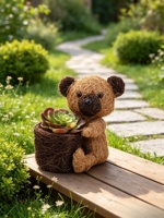 Pot de fleurs en rotin en forme d'ours pour bébé, style américain, sculpté à la main, décoration maison et jardin, vente en gros