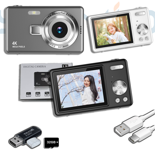 Yuniq 4K New CCD Camera 2.4-inch Screen 16x Zoom Multi-color Video Creative Q12