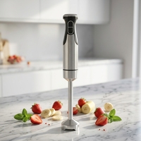 Mixeur Plongeant Électrique Portable avec Lame en Acier Inoxydable, Robot Culinaire Multifonction, Extracteur de Jus, Commande par Bouton-Poussoir Entièrement Systématisée