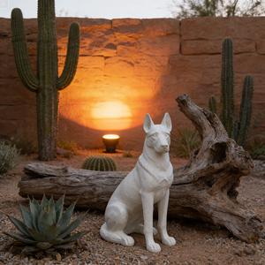 Estatua de <span class=keywords><strong>Pastor</strong></span> Alemán <span class=keywords><strong>Blanco</strong></span>, Escultura de Resina Pintada a Mano, Figura Coleccionable, Diseño de Guardián del Jardín Real Francés - Product Image 5