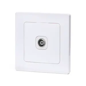 Toma de TV 1 va blanca, compatible con conexiones alemanas y francesas, ideal para instalaciones de entretenimiento. - Product Image 1