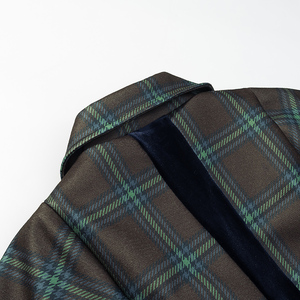 <span class=keywords><strong>Cappotto</strong></span> Casual da Donna con Colletto a Tacca, Motivo a Quadri <span class=keywords><strong>Verde</strong></span>, Manica Corta, Moda - Product Image 5