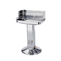 Barbecue au charbon de bois portable en acier inoxydable, hauteur réglable, pour plus de 5 personnes, avec dispositif de sécurité anti-flamme