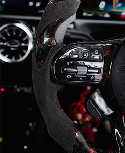 Volante Deportivo de Fibra de Carbono Forjada con Luces LED de Cambio de Marcha y Botones Multifunción para <span class=keywords><strong>Mercedes</strong></span> Benz Plataforma MFA2, Piezas de Mejora AMG - Product Image 2