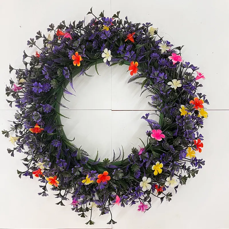 Wholesale Plastic Simulation Hanging Wall Home Wedding Decoration Four Leaves Flower Wreath